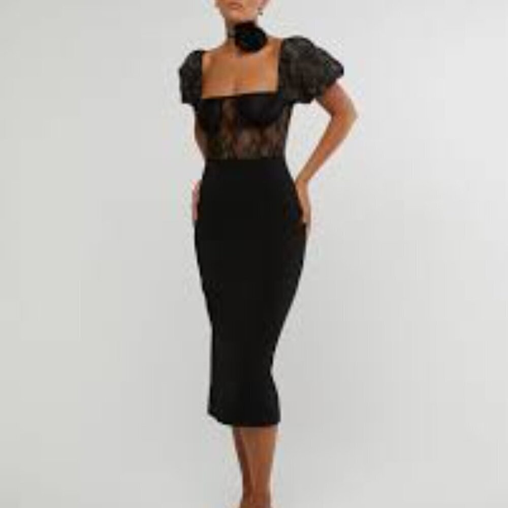 NWT WeWoreWhat Black Lace Dress Women Size 0